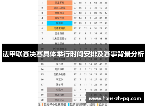 法甲联赛决赛具体举行时间安排及赛事背景分析 法甲联赛决赛具体举行时间安排及赛事背景分析