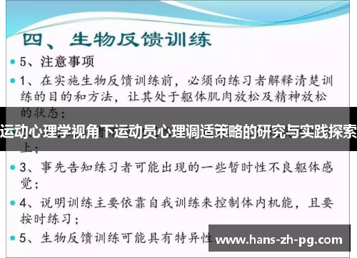 运动心理学视角下运动员心理调适策略的研究与实践探索