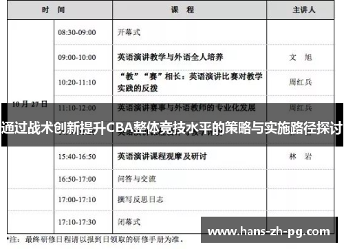 通过战术创新提升CBA整体竞技水平的策略与实施路径探讨 通过战术创新提升CBA整体竞技水平的策略与实施路径探讨